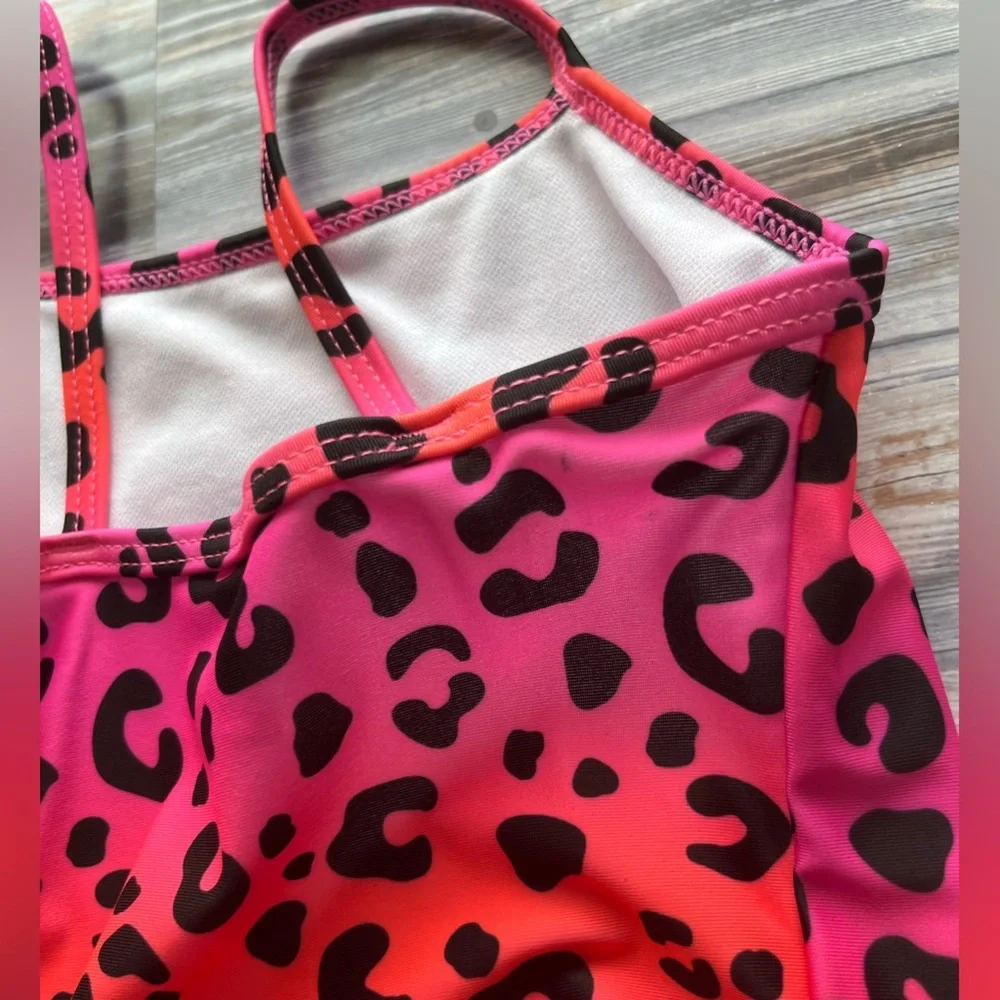 JOE Boxer pink orange leopard one piece swimsuit 18 months